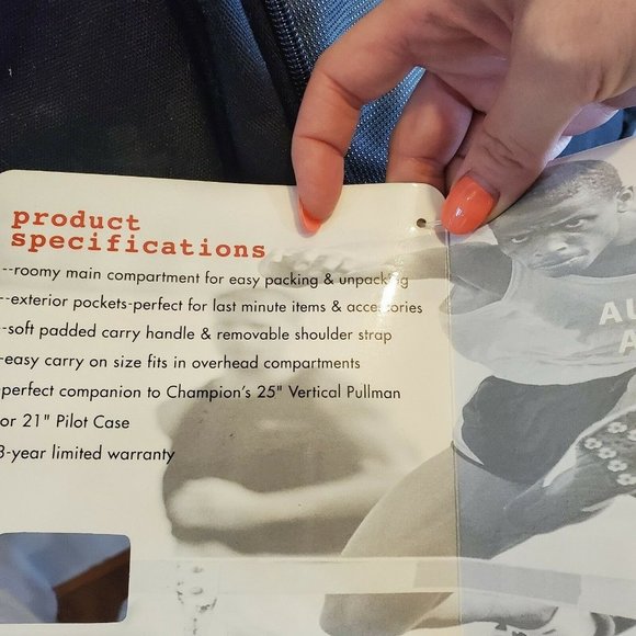 Vintage 90s Champion 16" Boarding‎ Travel Bag Black Weekender Gym Bag - Picture 11 of 12